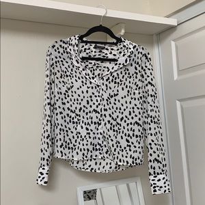 Black and white spotted blouse from Topshop